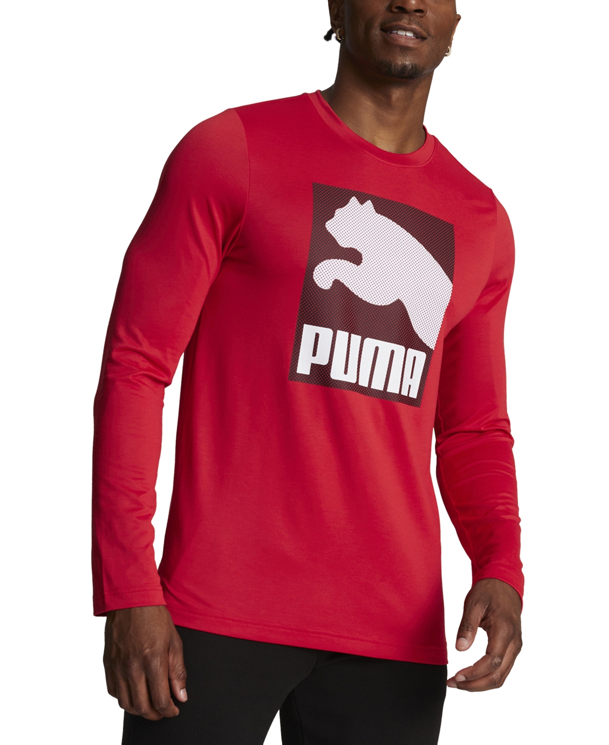Puma Men's All In Regular-fit Logo Graphic Long-sleeve T-shirt In For All Time Red