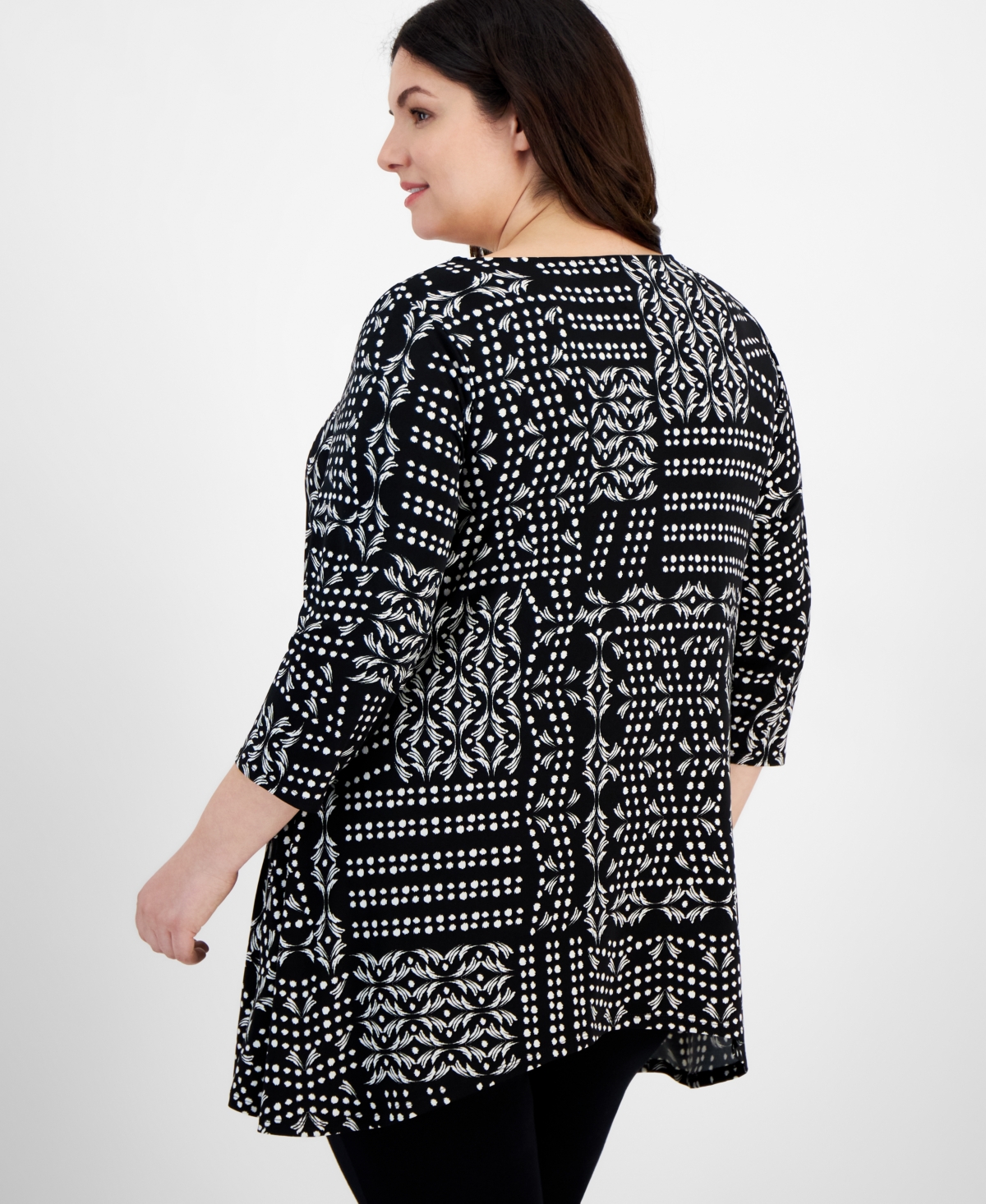 Jm Collection Plus Size Patchwork Paradise Swing Tunic, Created for Macy's