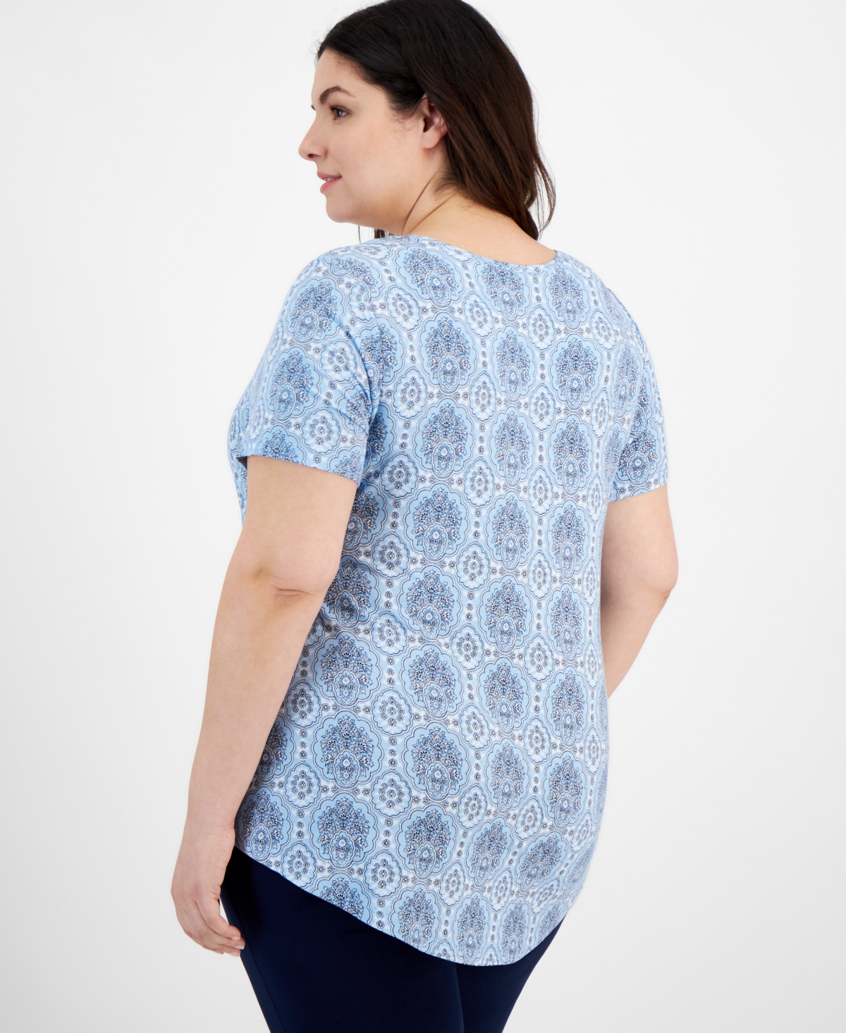 Jm Collection Plus Size Marrahkesh Medallion Print Top, Created for Macy's