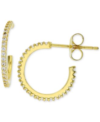 Macy's - Cubic Zirconia Studded Small Narrow Hoop Earrings, 0.63"
