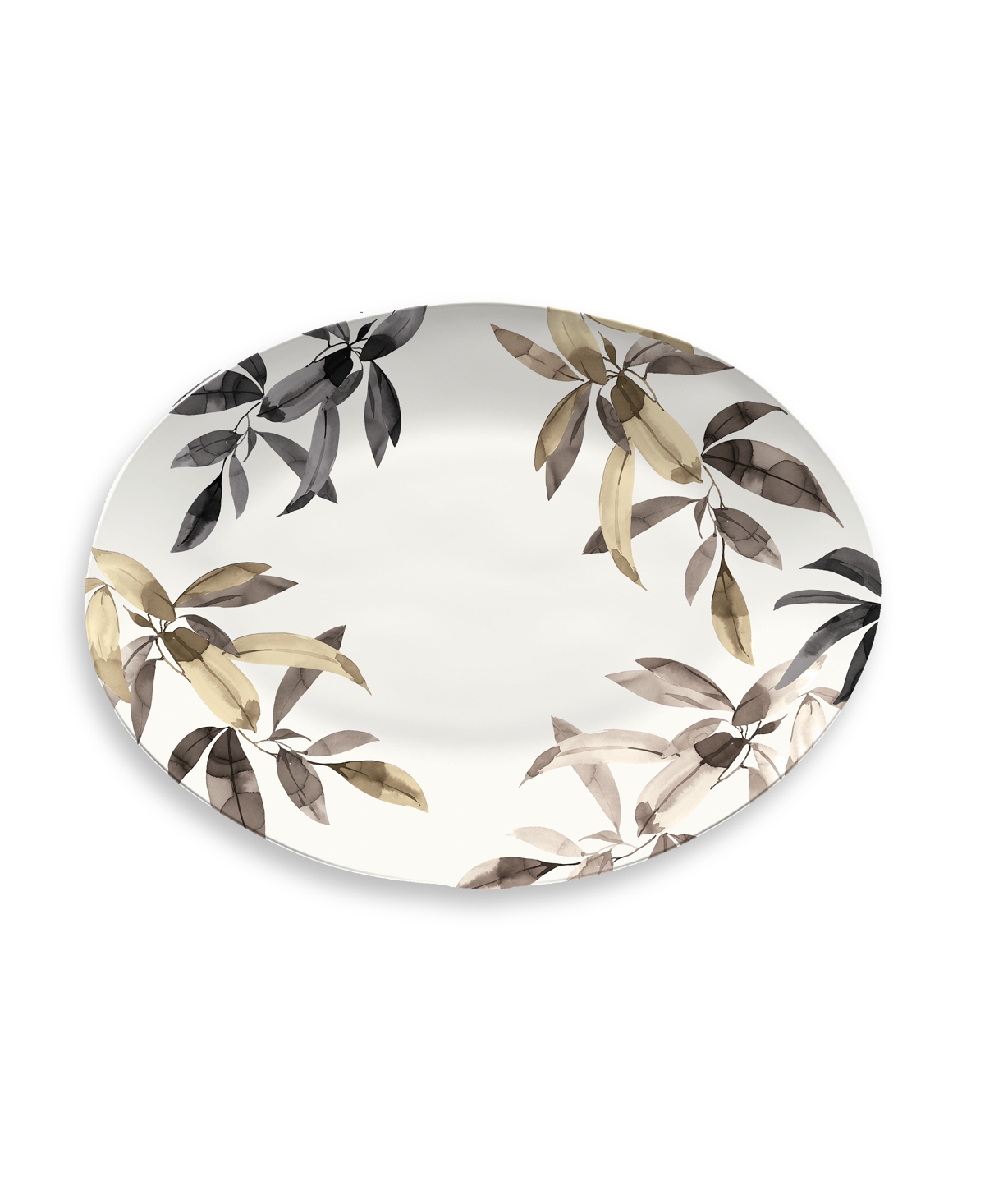 Tarhong Bali Leaves Oval Platter, 18.9" In Brown