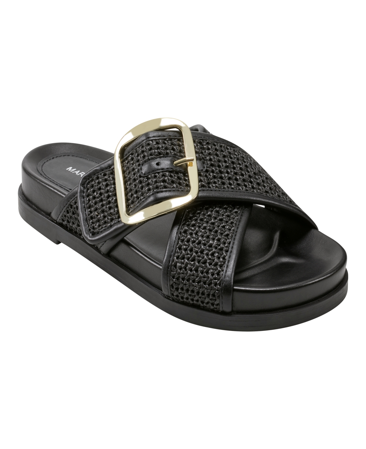 Shop Marc Fisher Women's Hazaia Open Toe Slip-on Casual Sandals In Black