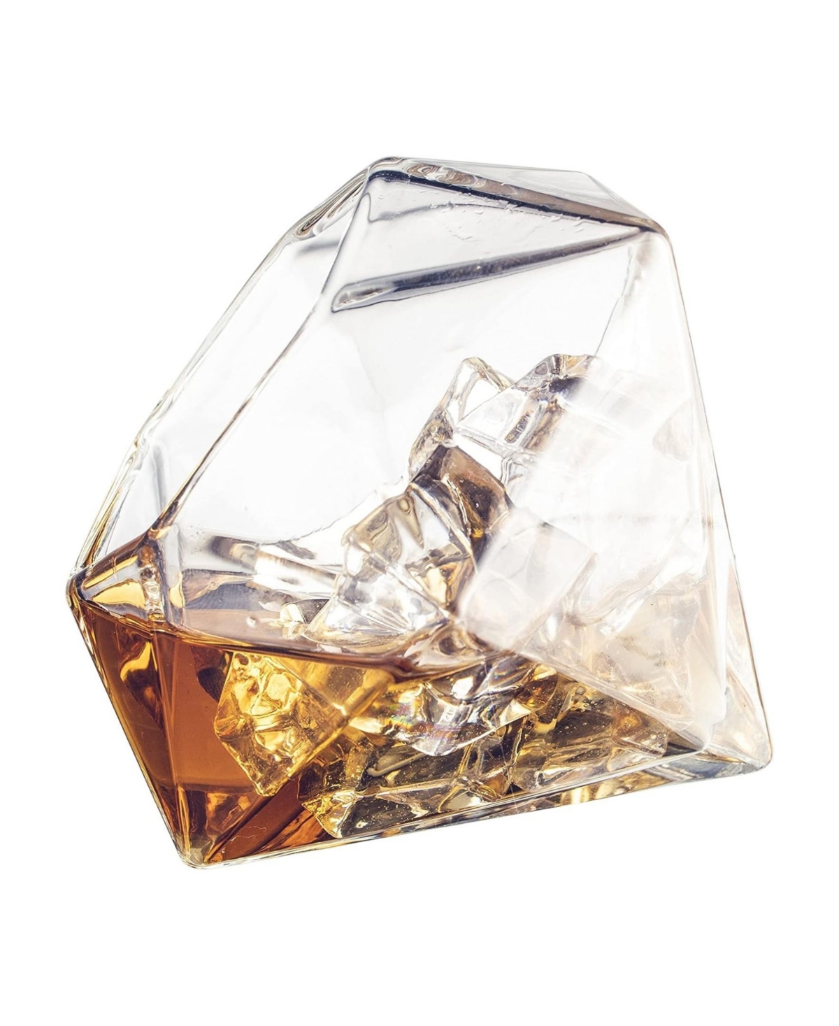 Shop The Wine Savant Diamond Whiskey Decanter With Diamond Whiskey Glasses, Set Of 3 In Clear