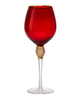 Set of 4 Diamond Stemmed Wine Glasses, 14 oz Set of 4