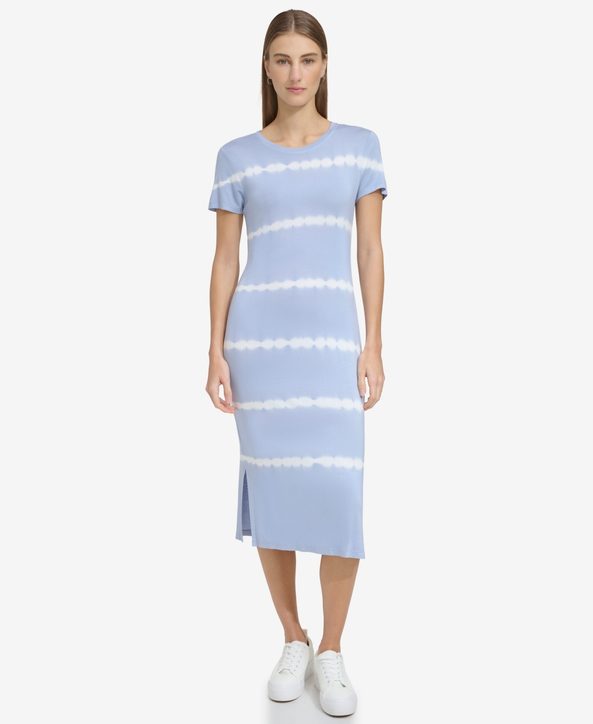 Shop Marc New York Andrew Marc Sport Women's Tie-dyed Midi T-shirt Dress In Chambray