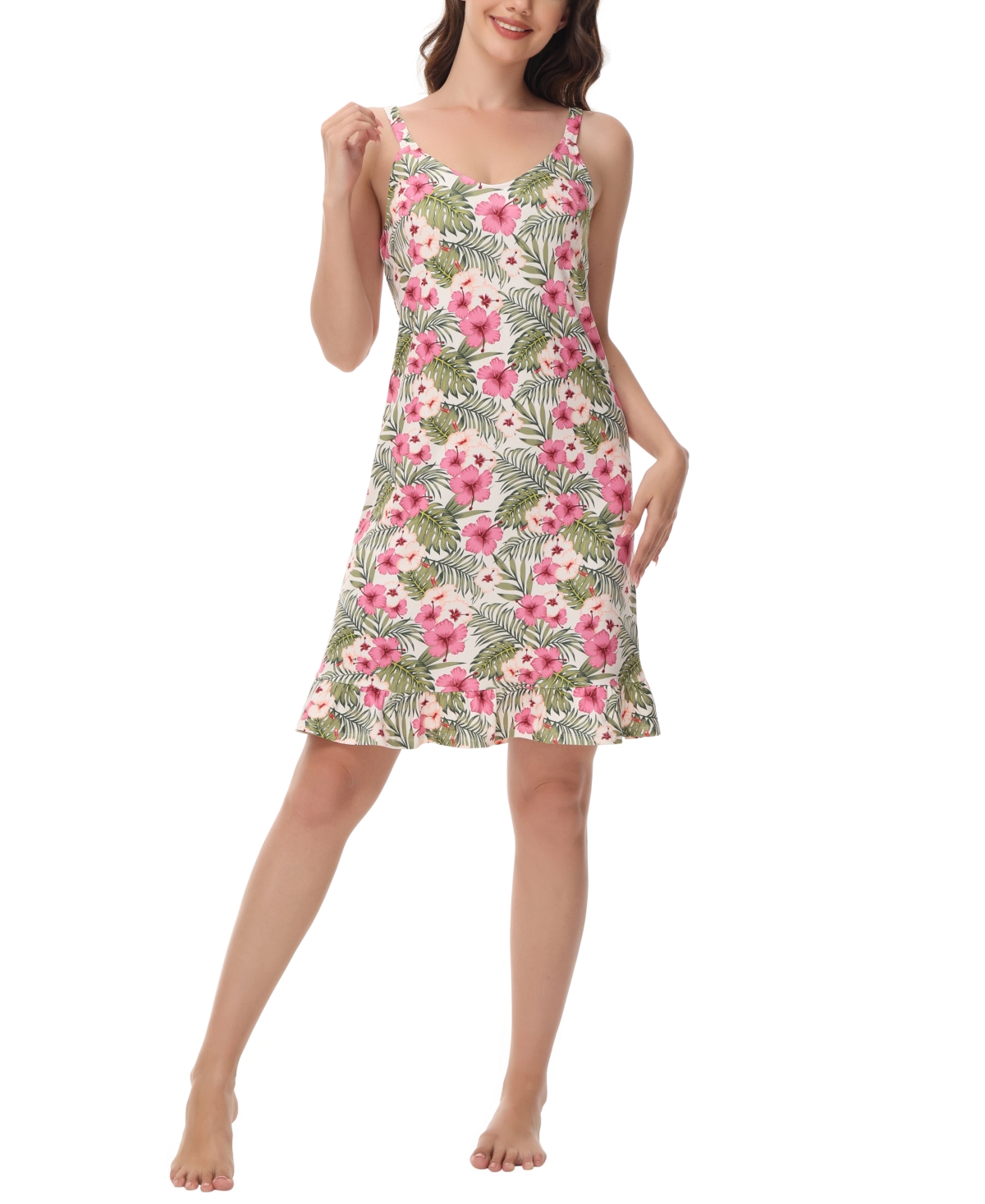 Ink+Ivy Women's Printed Ruffle Nightgown