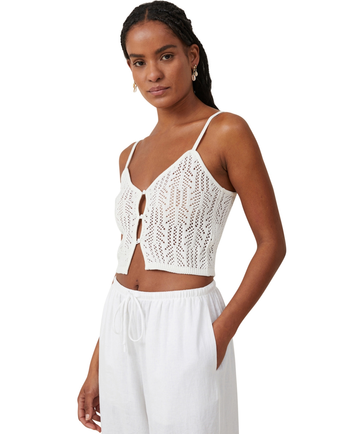 Shop Cotton On Women's Summer Knit Mesh Cami Top In White
