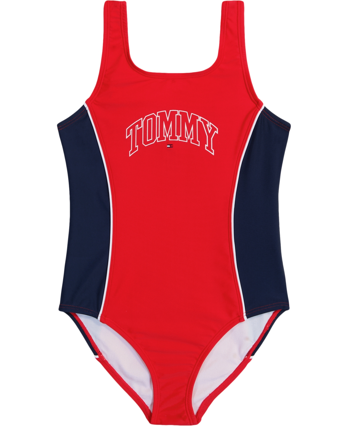 Shop Tommy Hilfiger Big Girls Colorblock One Piece Swimsuit In Bright Red