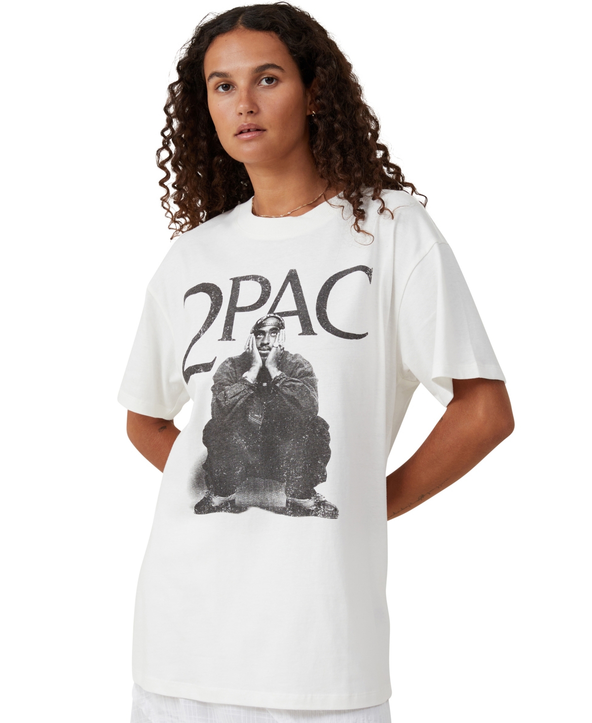 Shop Cotton On Women's The Oversized Hip Hop T-shirt In Tupac,vintage-like White