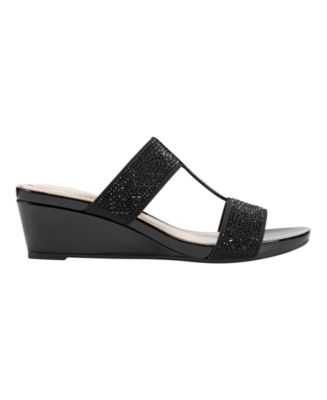 Women's Iluvit Embellished T-Strap Wedge Sandals