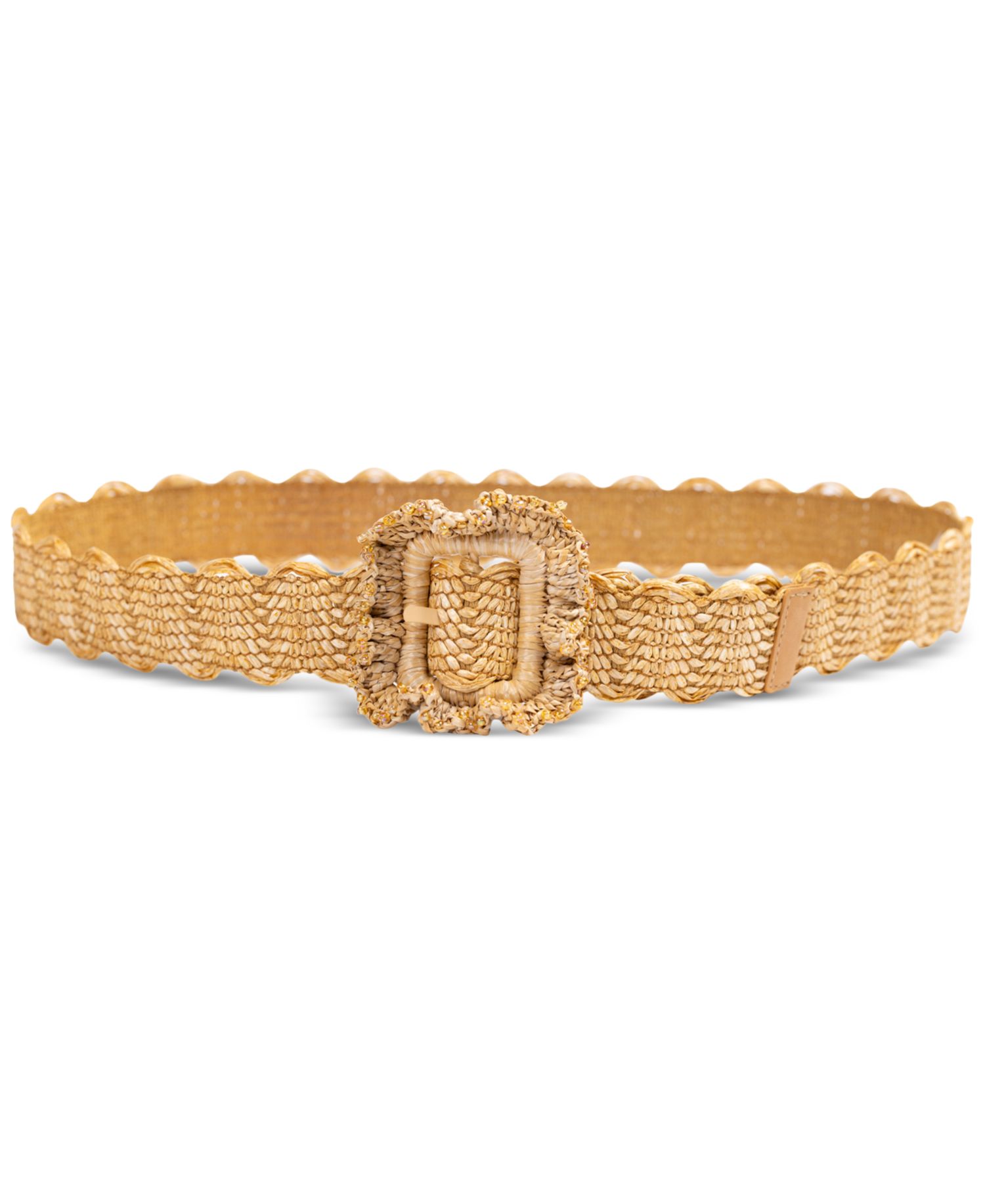 Women's Scalloped Edge Raffia Woven Belt