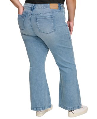 Plus Size Chain-Trim Flare Jeans, First&commat;Macy’s