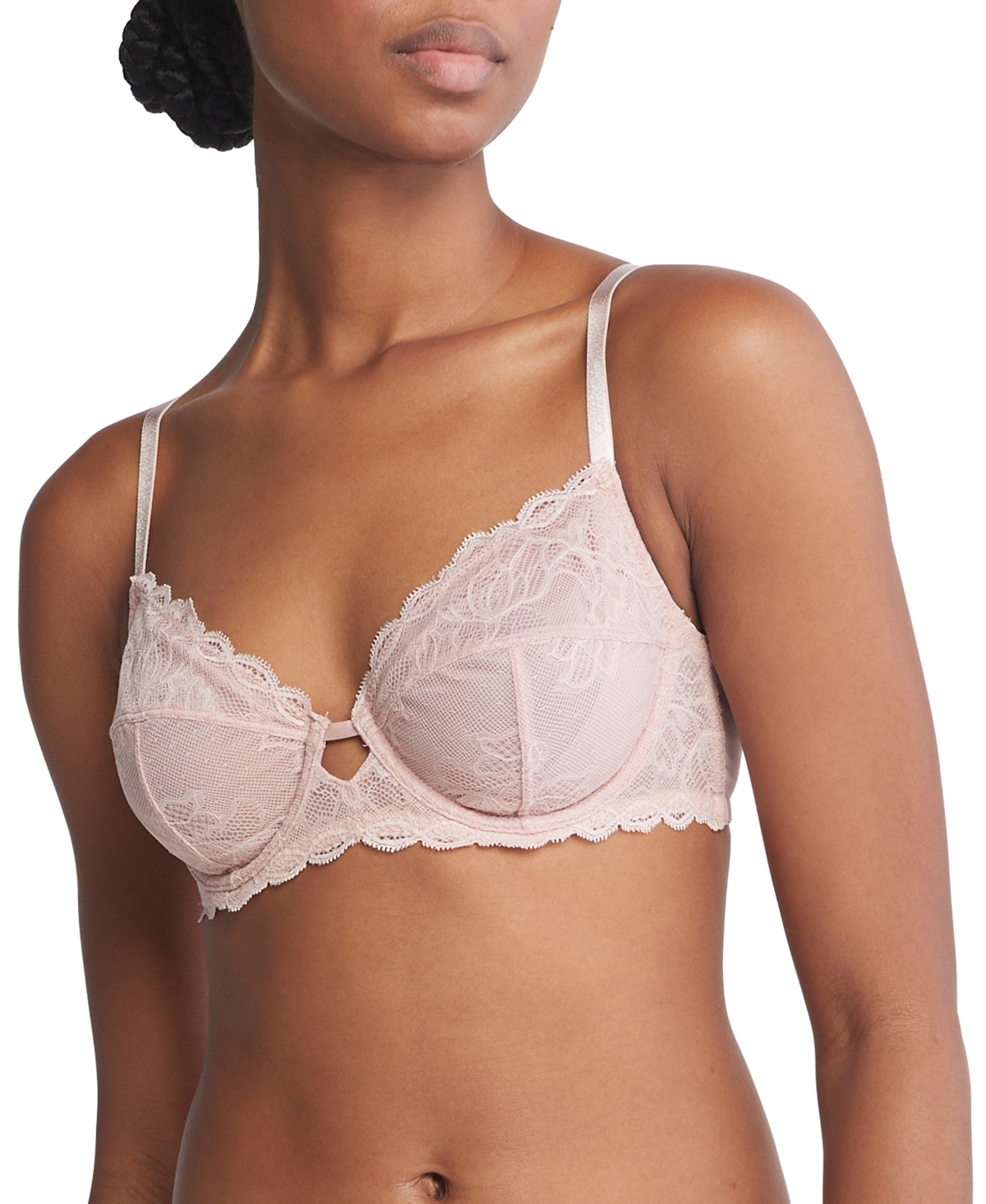 Calvin Klein Seductive Comfort With Lace Full Coverage Bra Qf1741 In Subdued