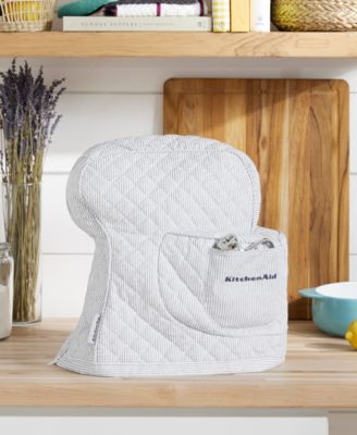 Fitted Tilt-Head Ticking Stripe Stand Mixer Cover with Storage Pocket Quilted, 14.37" x 18" x 10"