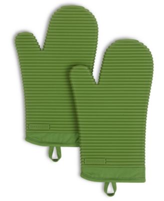 Ribbed Soft Silicone 2-Pc. Oven Mitt Set