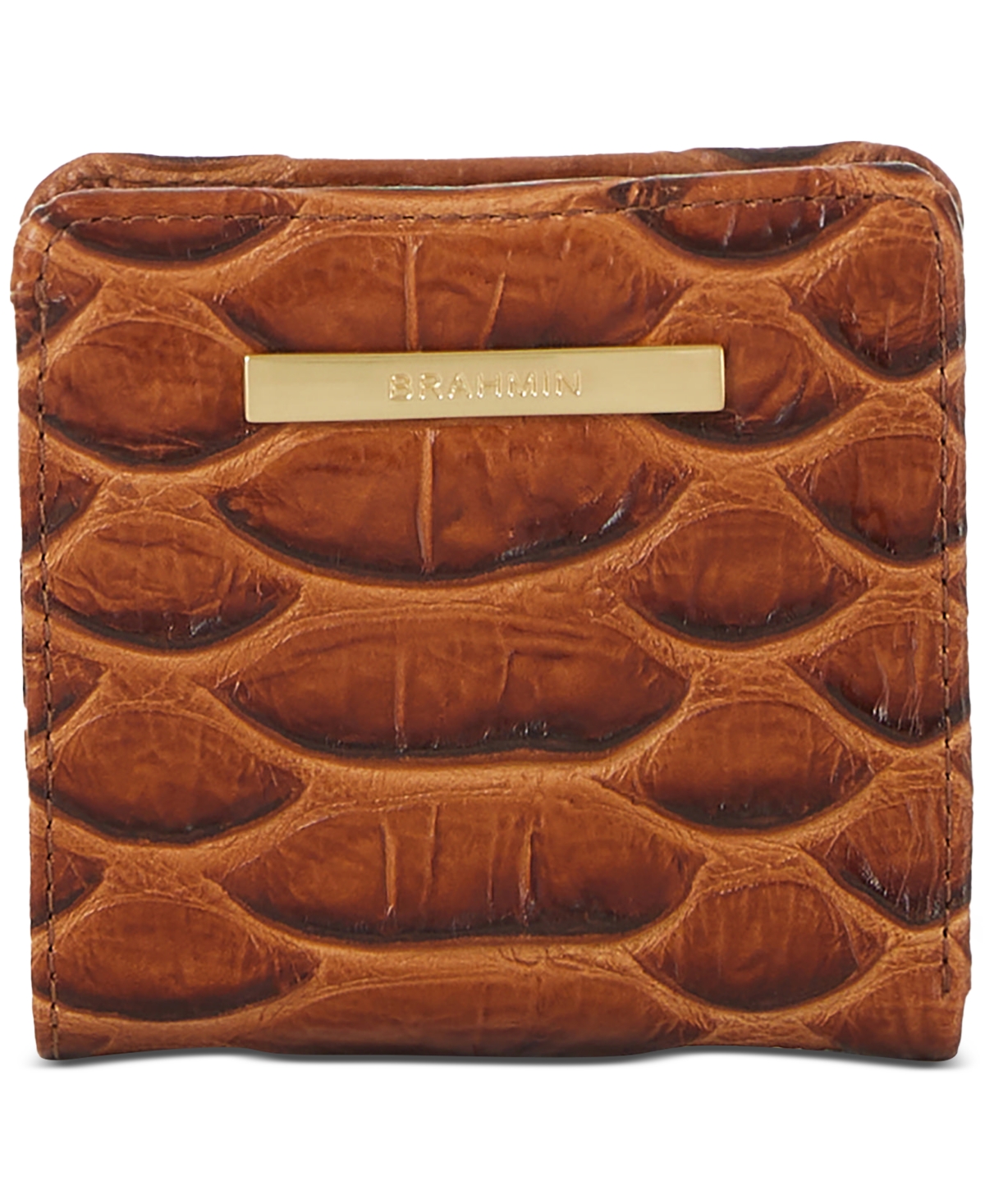 Shop Brahmin Jane Honey Brown Saratoga Signature Mini Leather Wallet