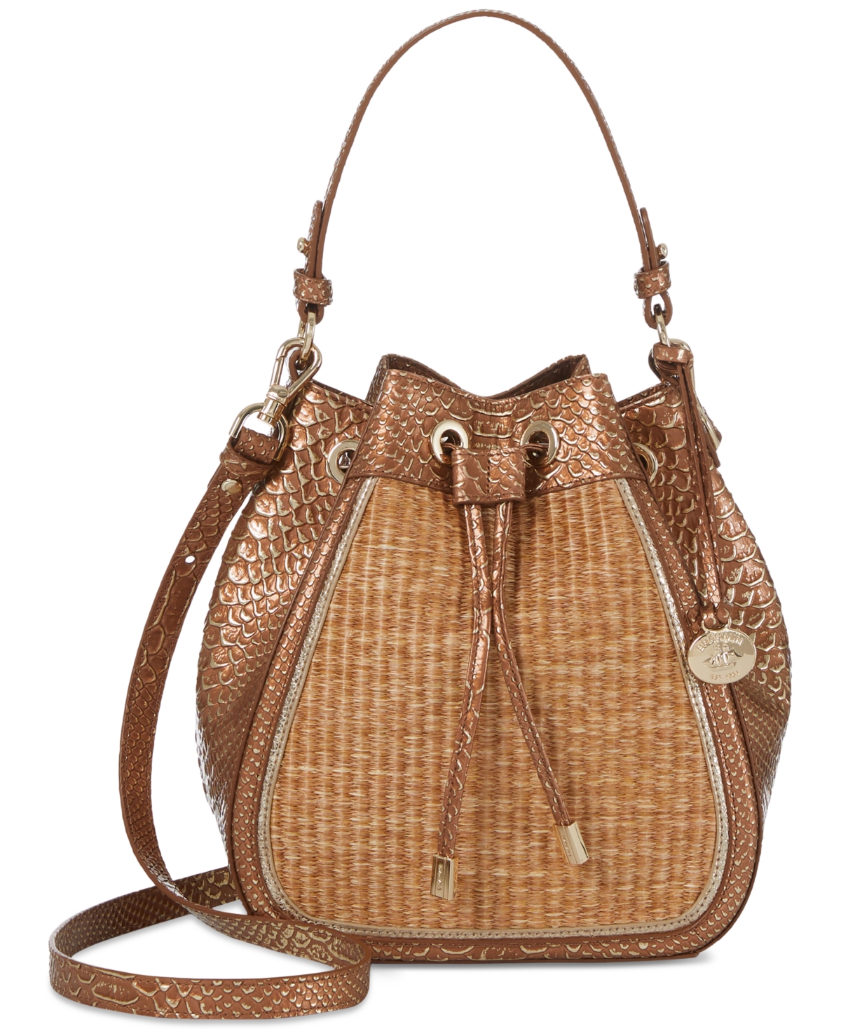 Shop Brahmin Melinda Honeybrown Sandalwood Leather Bucket Bag In Honey Brow