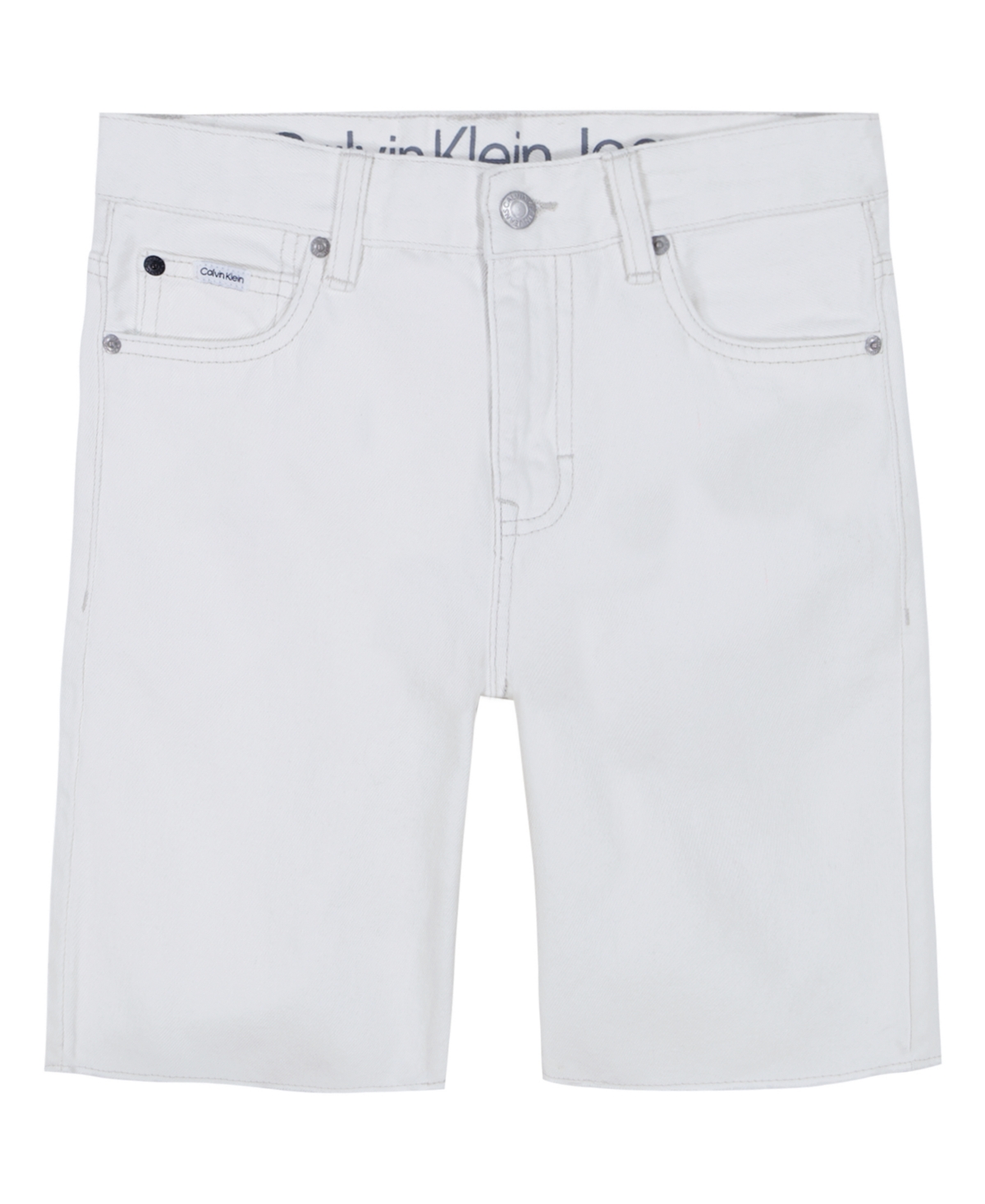 Calvin Klein Kids' Big Boys Loose Fit Denim Shorts In White