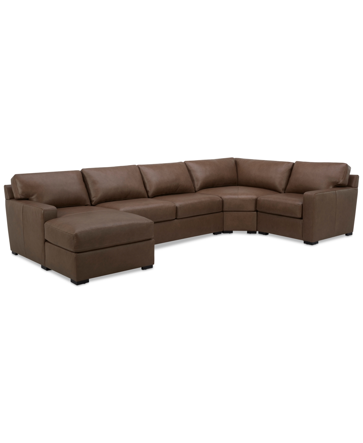 Shop Macy's Radley 148" 4-pc. Leather Wedge Modular Chaise Sectional, Created For  In Chesnut