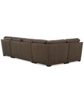 Radley 136" 4-Pc. Leather Square Corner Modular Chaise Sectional, Created for Macy's
