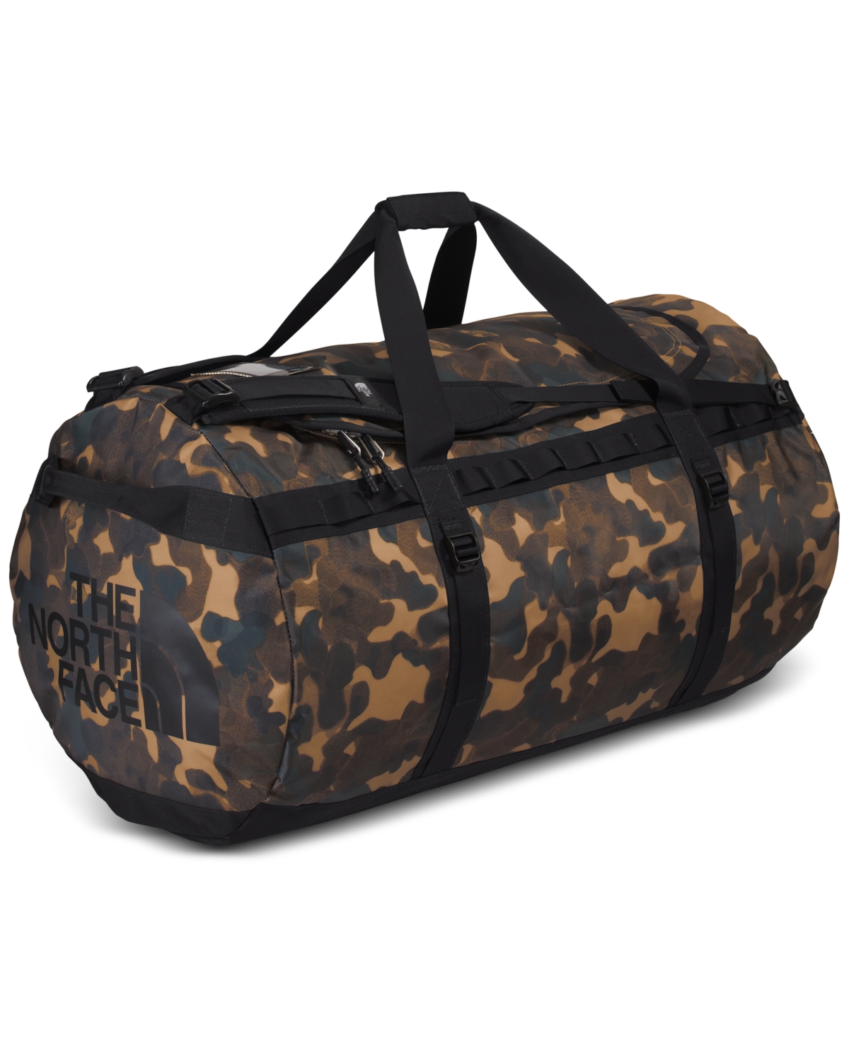 Shop The North Face Men's Base Camp Duffel, Extra Large In Utility Brown Camo Texture Print,tnf Bla