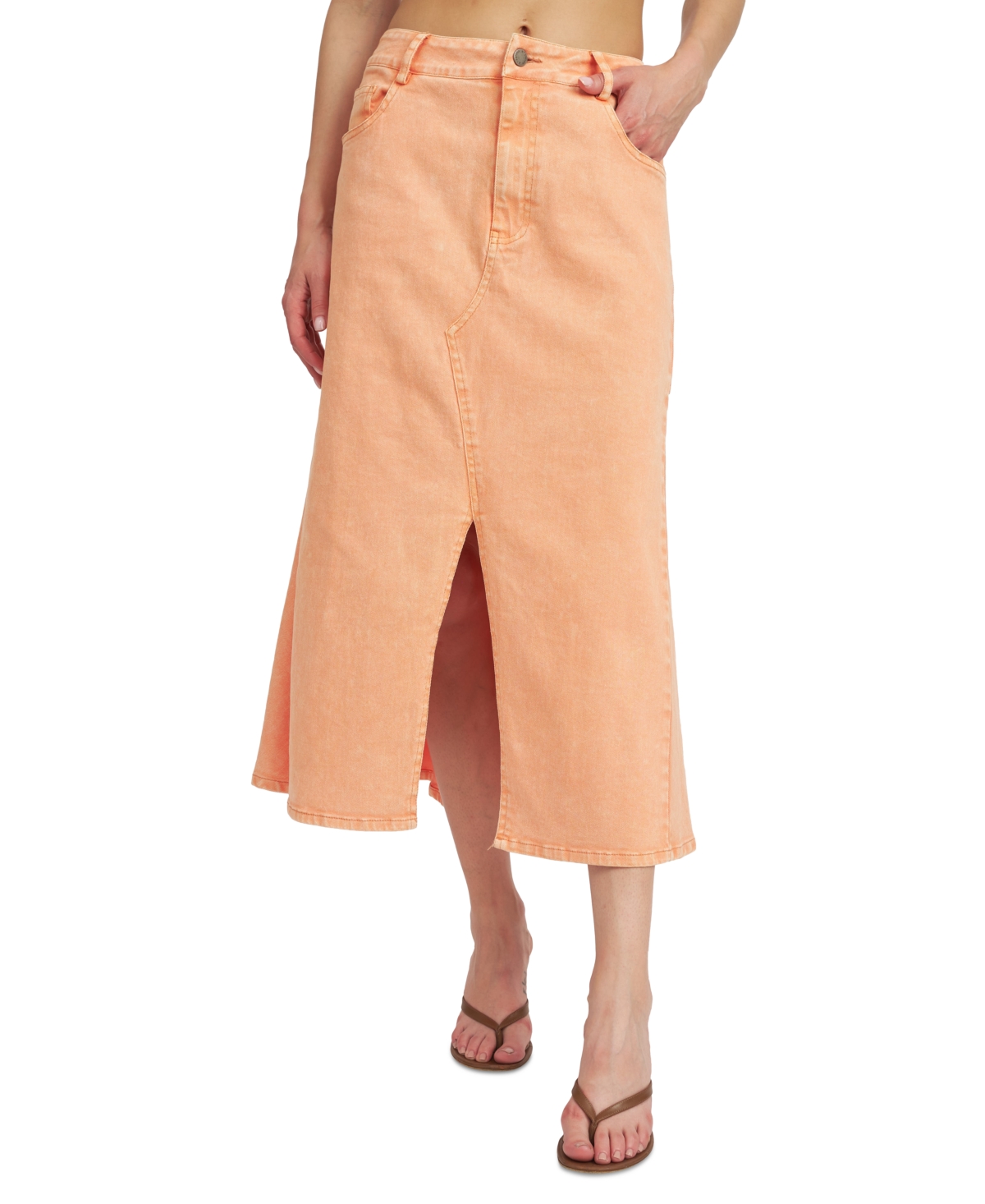 En Saison Women's Isobel Colored Denim Midi Skirt In Washed Cor