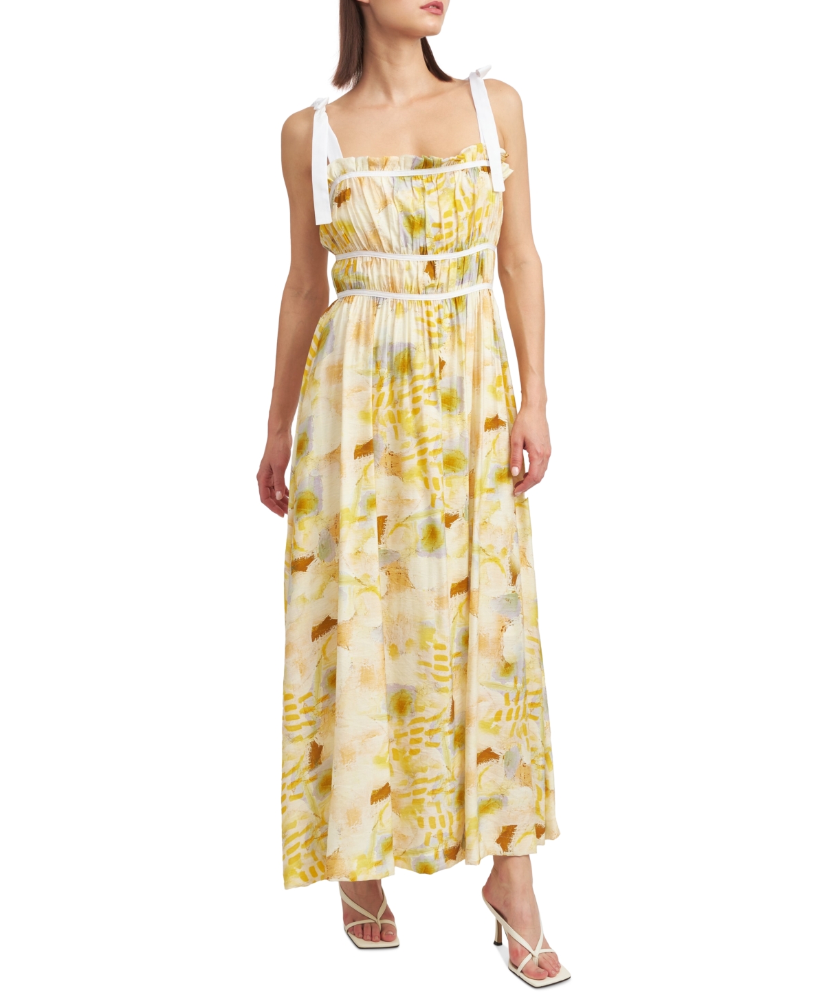 Women's Torrey Shirred Maxi Dress - Yellow Combo