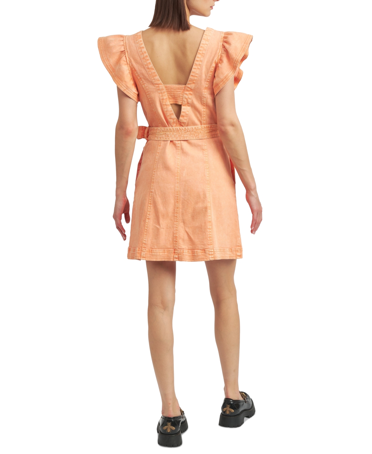 Shop En Saison Women's Isobel Colored Denim Mini Dress In Washed Coral