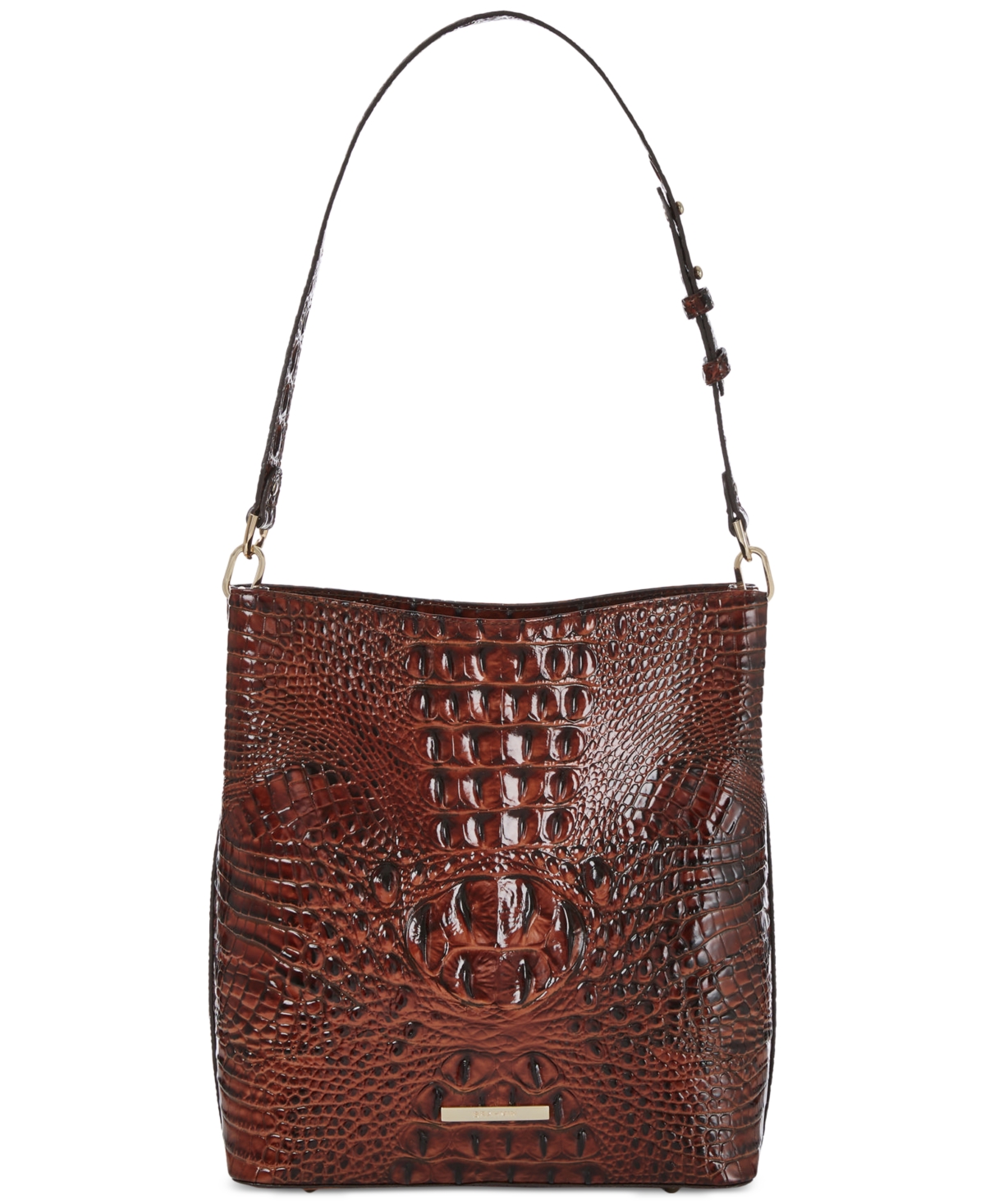Brahmin Celina Leather Bucket Bag In Pecan