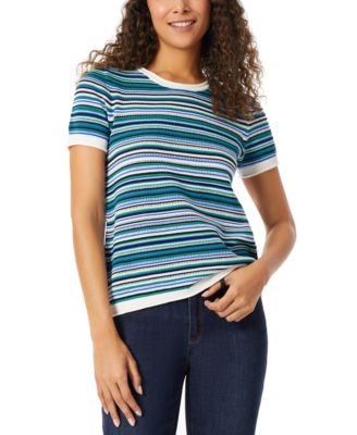 Jones New York - Women's Striped Scoop-Neck Sweater