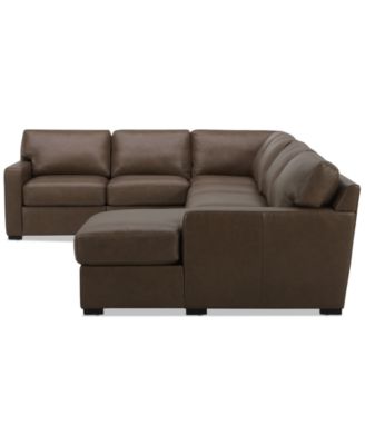 Radley 136" 5-Pc. Leather Square Corner Modular Chase Sectional, Created for Macy's