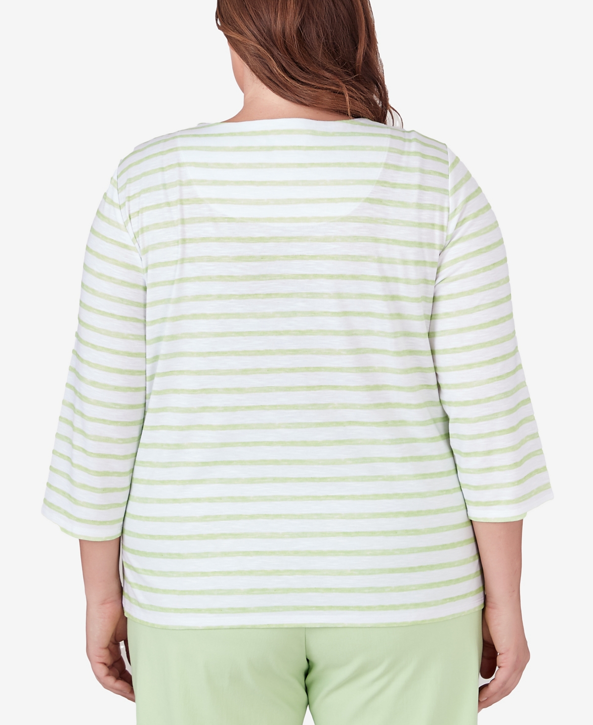 Alfred Dunner Plus Size Miami Beach Asymmetrical Stripe Floral Top