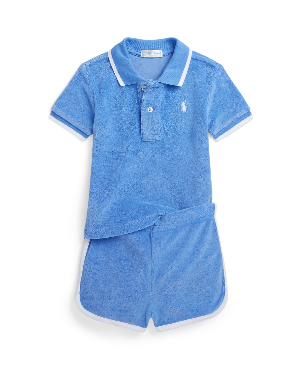 Polo Ralph Lauren Baby Boys Terry Polo Shirt And Shorts Set In Harbor Island Blue
