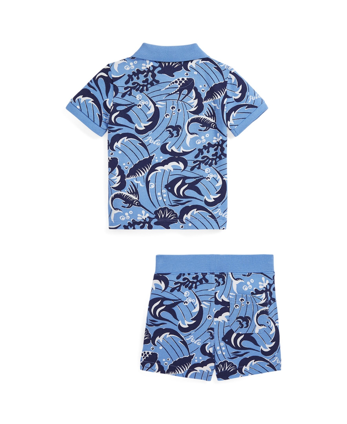 Shop Polo Ralph Lauren Baby Boys Reef Print Cotton Polo Shirt And Shorts Set In Sun Sea Reef Print