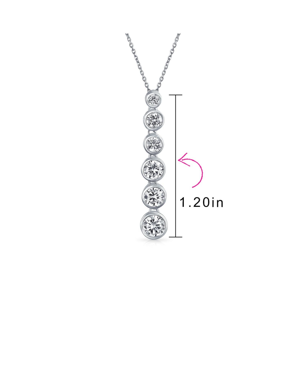Bling Jewelry Elegant Sterling Silver Cz Linear Drop Graduated Geometric Bubble Pendant For Women Prom Bezel Set Round Cubic Zirconia.