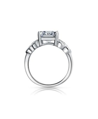 Romantic Celtic Love Knot 3CTW CZ Rectangle Emerald Cut Solitaire Promise Ring .925 Sterling Silver Side Twist Pave Cubic Zirconia Band