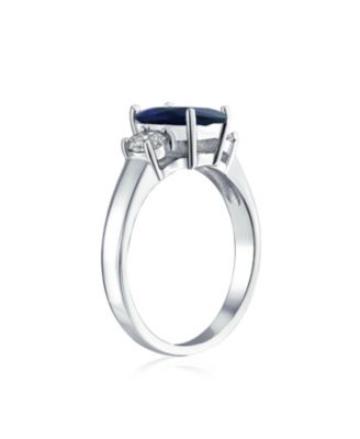 Timeless Classic Style 2CT Rectangle Clear Emerald Cut Three Stone Past Present Future Promise Ring Sterling Silver Plain Band