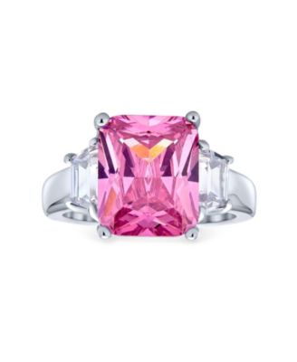 Bague Cocktail En Argent 925 Avec Zirconium Cubique Taille émeraude 8ct - Style Art Déco - Pierre Centrale Jaune Canari - 3