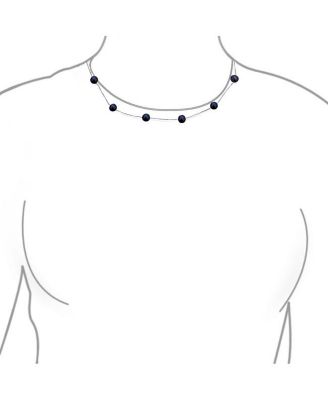 Tin Cup Freshwater Cultured Pearl Natural Stone Necklace Chain Station Yellow Gold Plated Sterling Silver 16-18 Inch