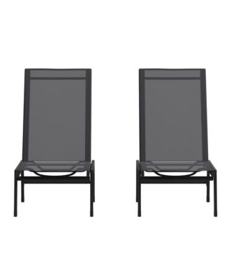Braelin Set Of 2 Textilene Adjustable 5 Position Patio Chaise Lounge And Metal Frame Chair