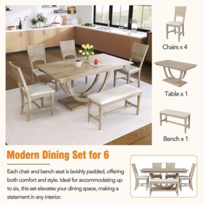 Modern Dining Set with Long Bench