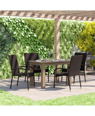 Sala Stacking All-Weather Wicker Wrapped Powder Coated Steel Patio Club Chairs For Indoor And Outdoor Use