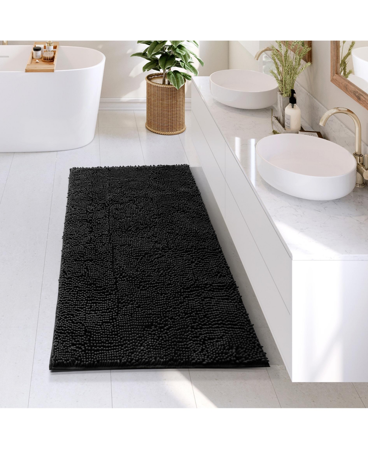 Ultra Soft Non-Slip Chenille Bath Rug - Quick Dry, Machine Washable Large 26”x44”