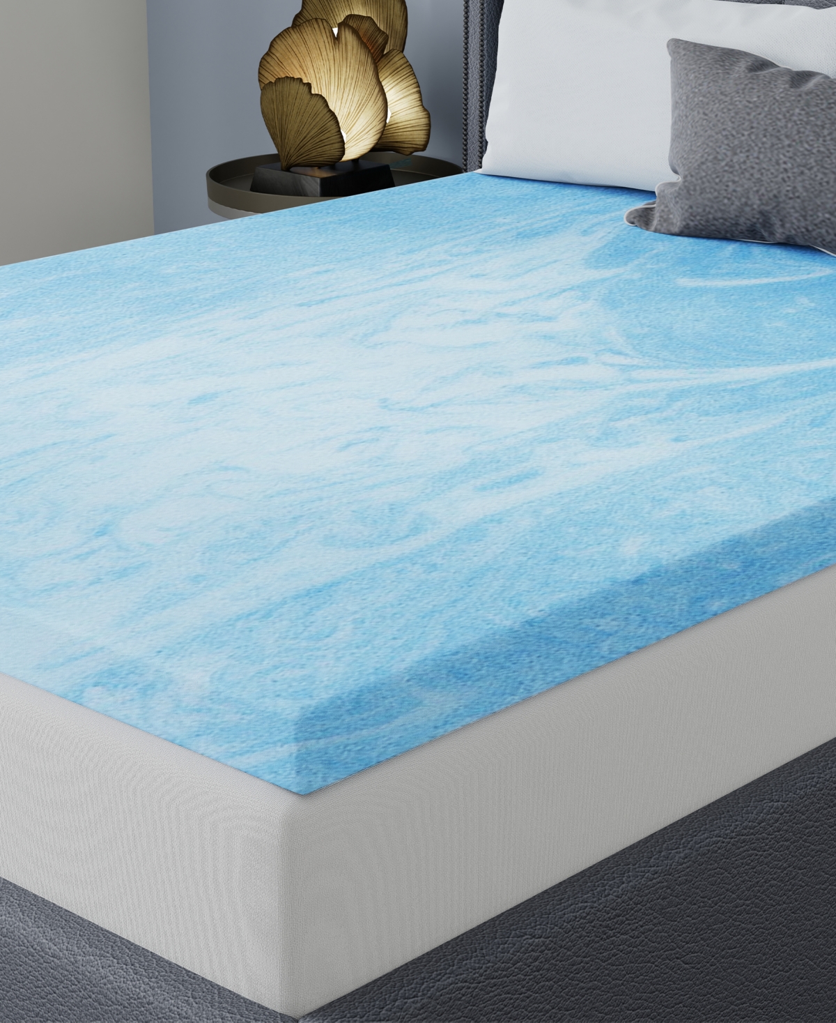 Vibe 3" Gel Swirl Memory Foam Mattress Topper, Full In Blue