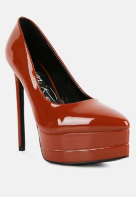 Womens Cuddles Patent Faux Leather Platform Stiletto Pumps