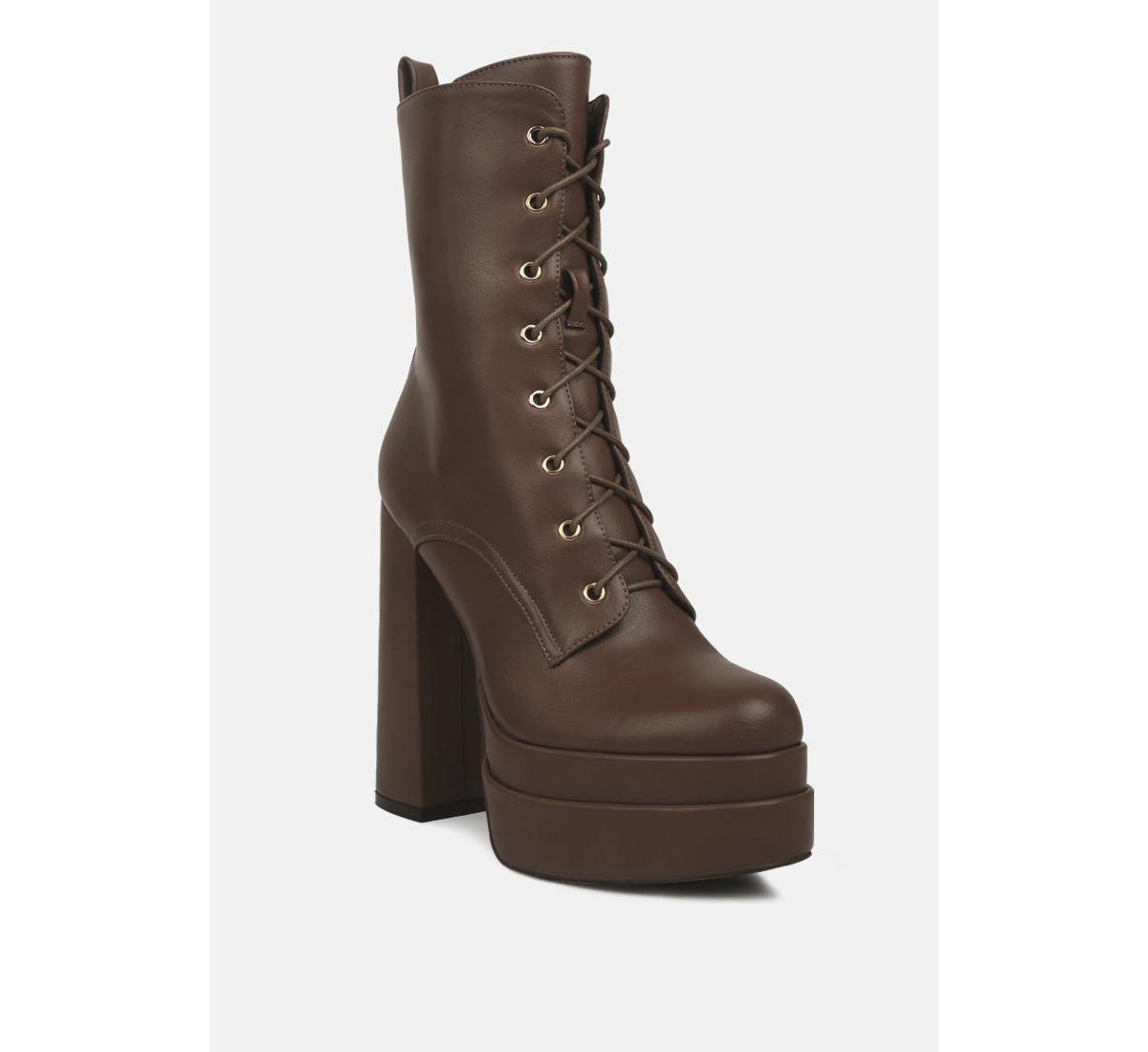 meows faux leather high heel platform ankle boots