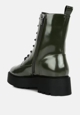 Womens Molsh Faux Leather Ankle Biker Boots