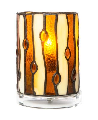 6.25" Tall Diamond Hill Tiffany Handmade Genuine Stained Glass Shade with Jewel Accent Lamp