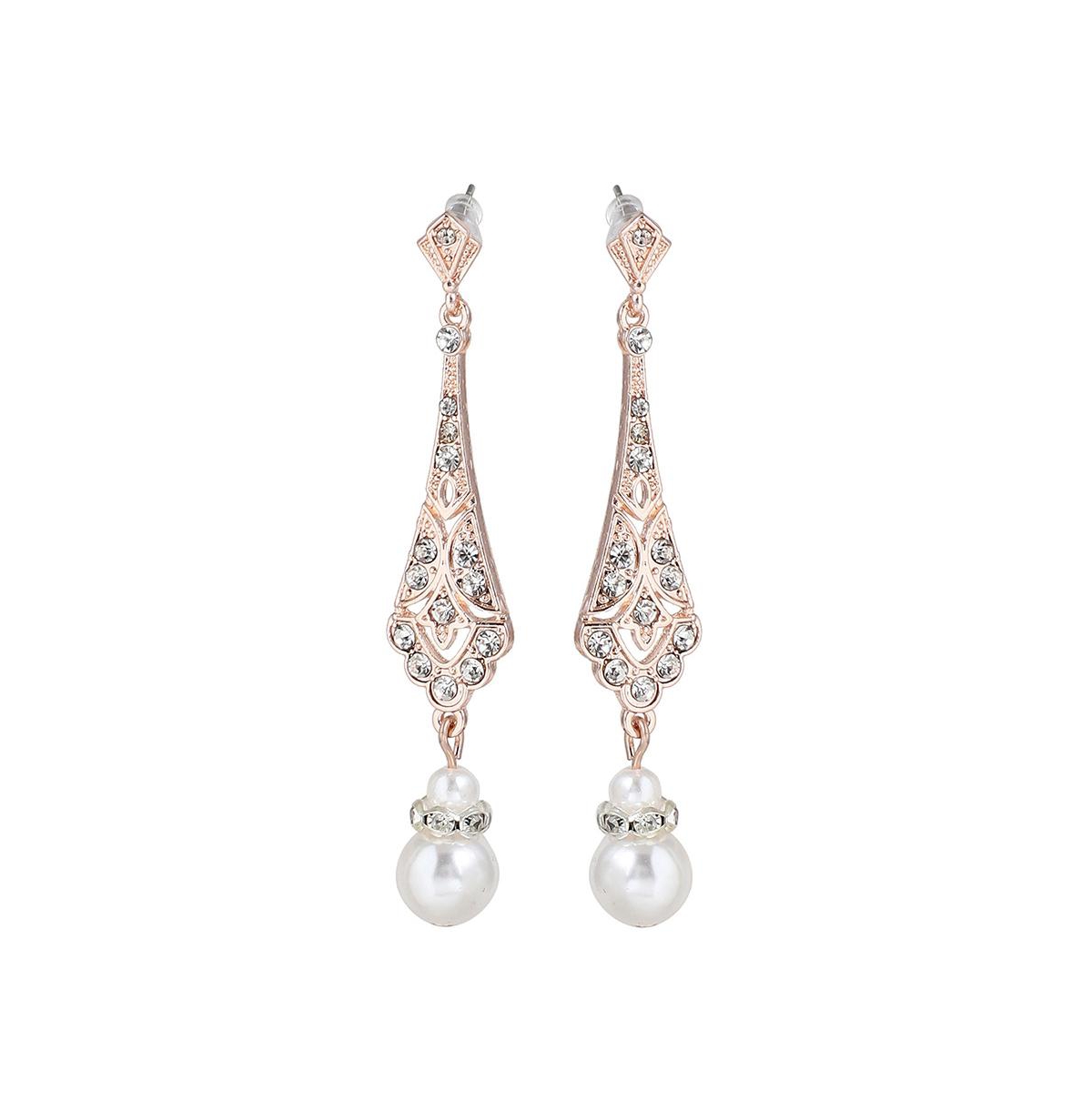 Sohi Women's Silver Dazzling Drop Earrings