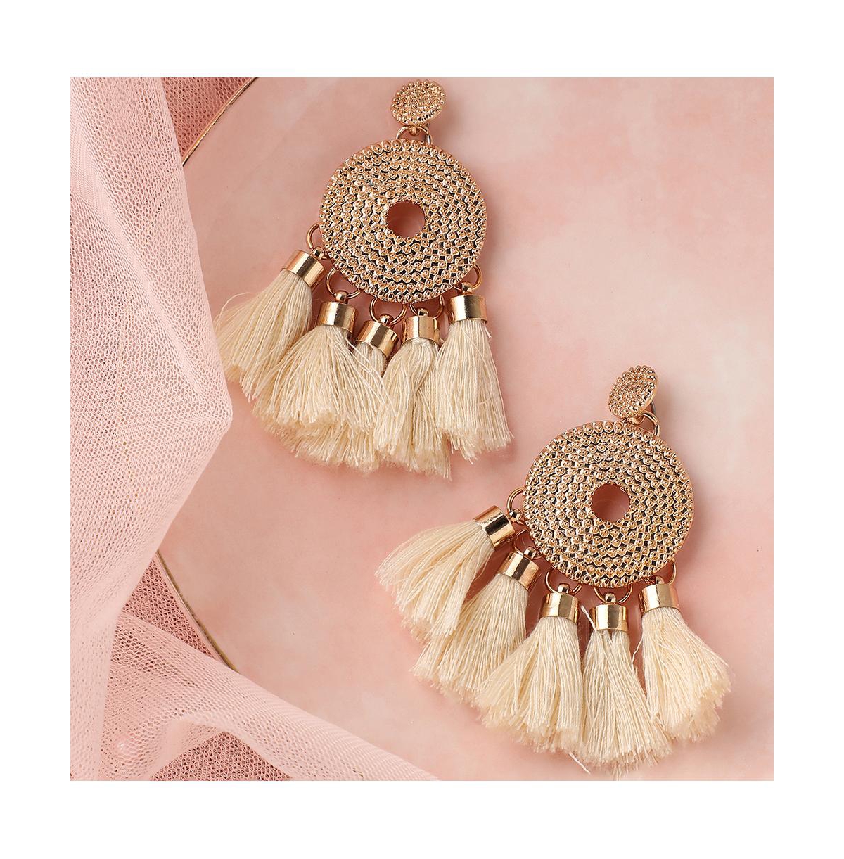 Shop Sohi Women's Gold Tassel Drop Earrings